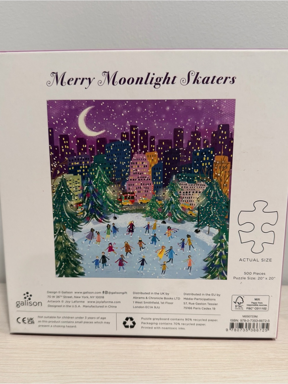 Galison Purple Night City Ice Skating 500-Piece Foil Puzzle - Picture 2 of 2